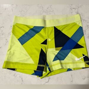 Nike Women's Geometric Yellow and Blue Shorts